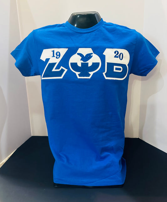 Zeta Phi Beta Split Design Embroidered Applique T-Shirt