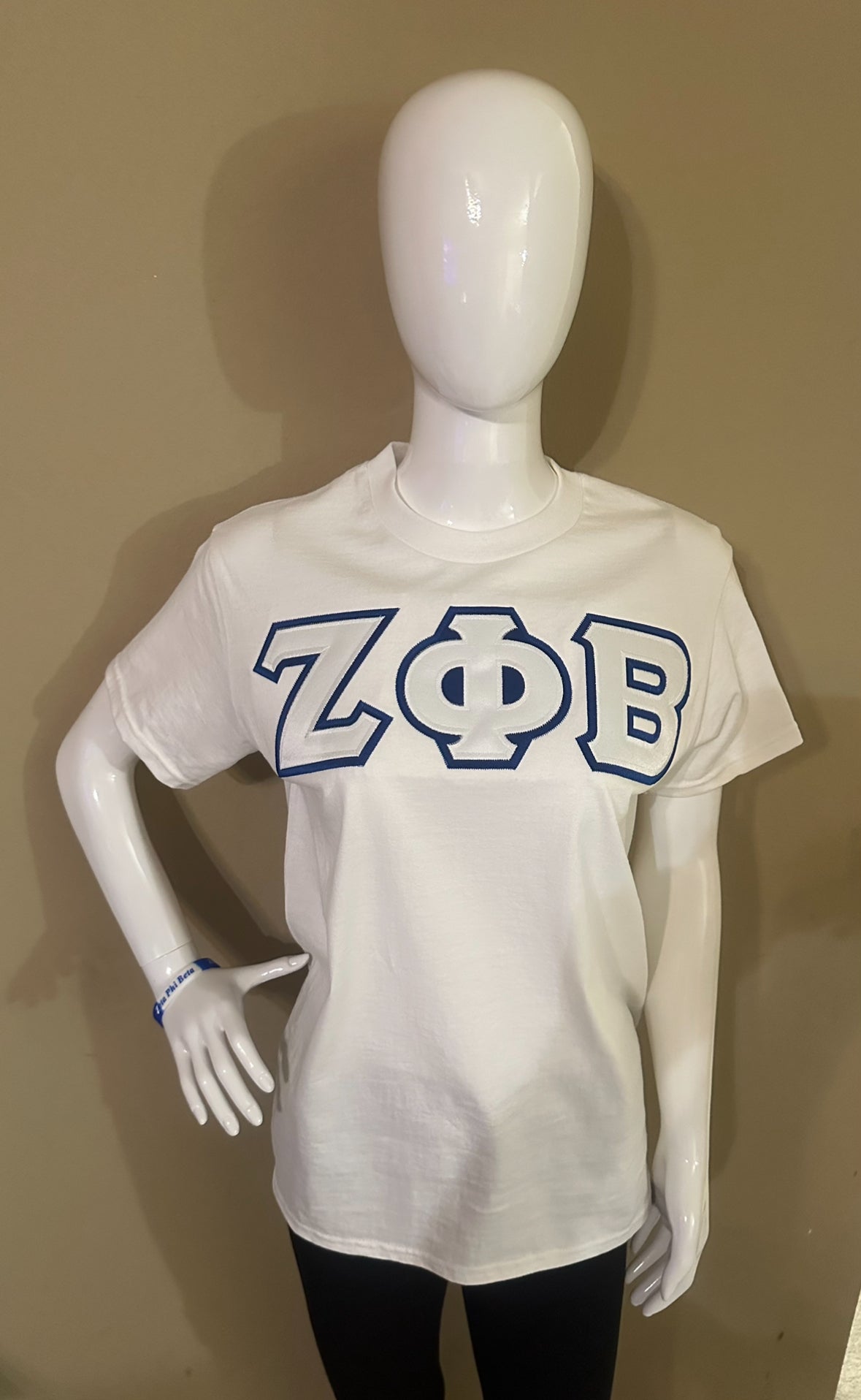 Zeta Phi Beta White Embroidered Applique T-Shirt